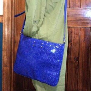 Kate Spade's Cobalt Blue Blue Pleated Hearts Crossbody